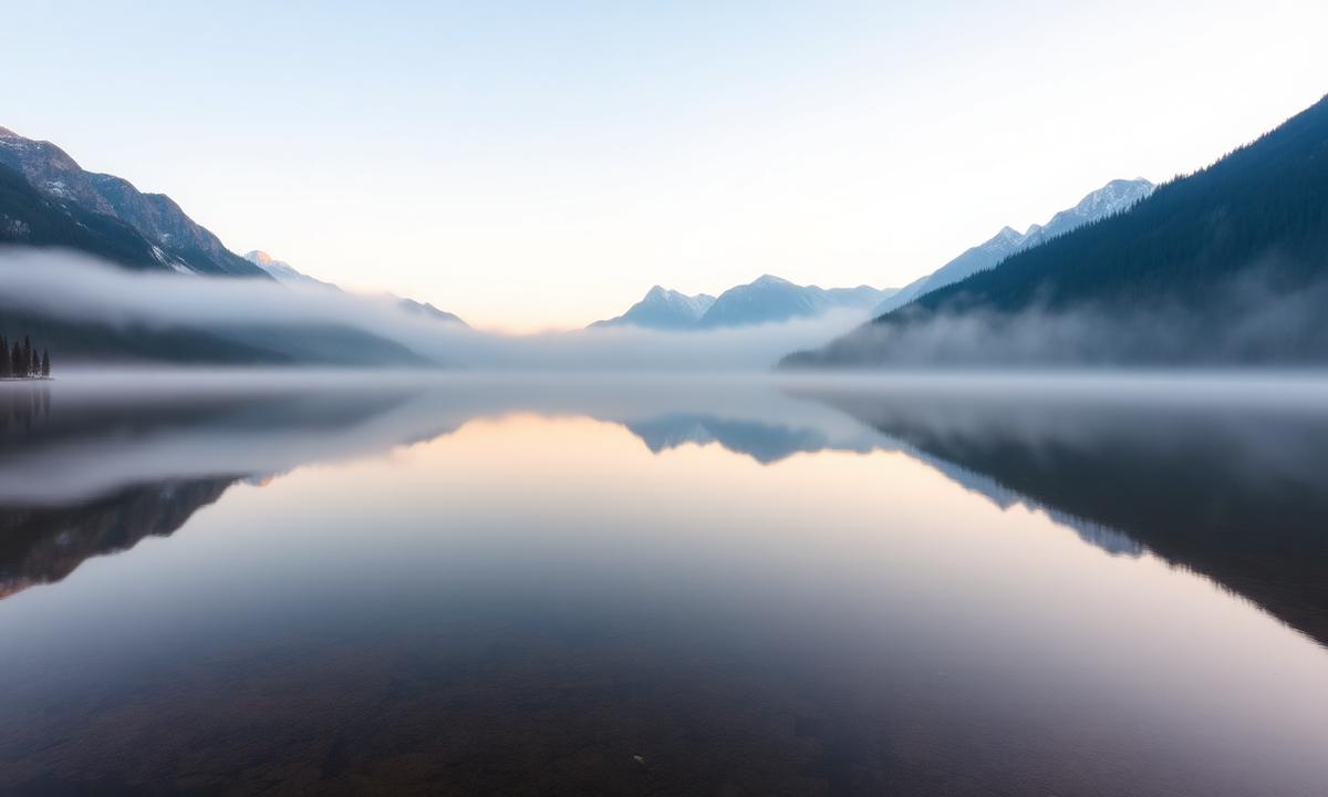 Calm mountain lake at dawn